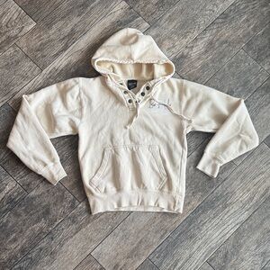 Women's Cream Hoodie with Lace-Up Detail